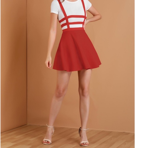 Allegra K Women's Elastic Waist A-Line Skirt w Suspender Straps, Size: 3XL - Picture 4 of 9